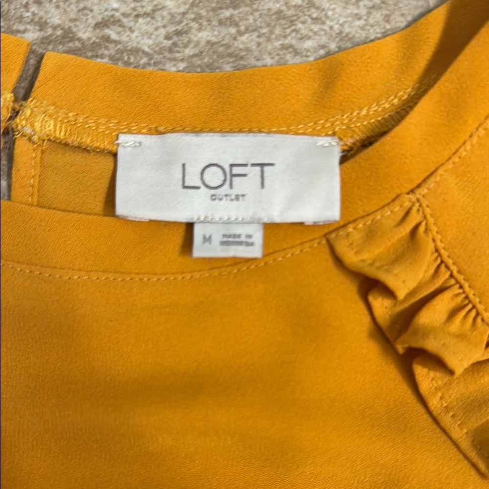 LOFT Golden Ruffle Sleeve Top - Picture 2 of 4